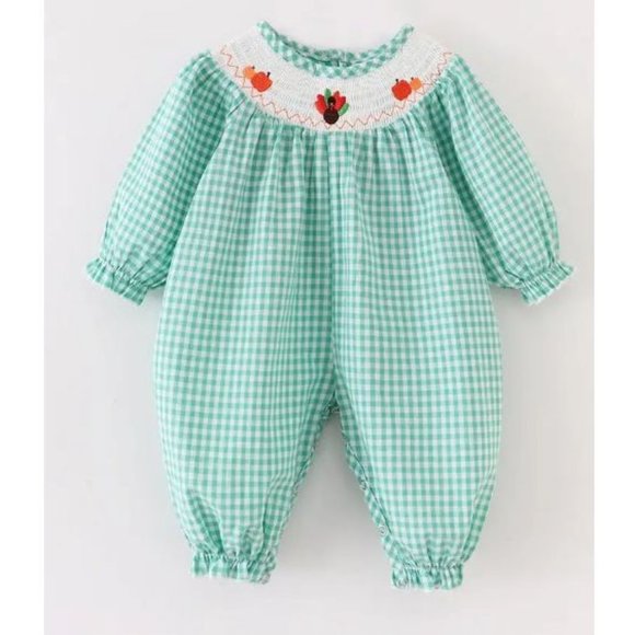 Girls Turkey Long Sleeve Romper by Three Sisters main image 1